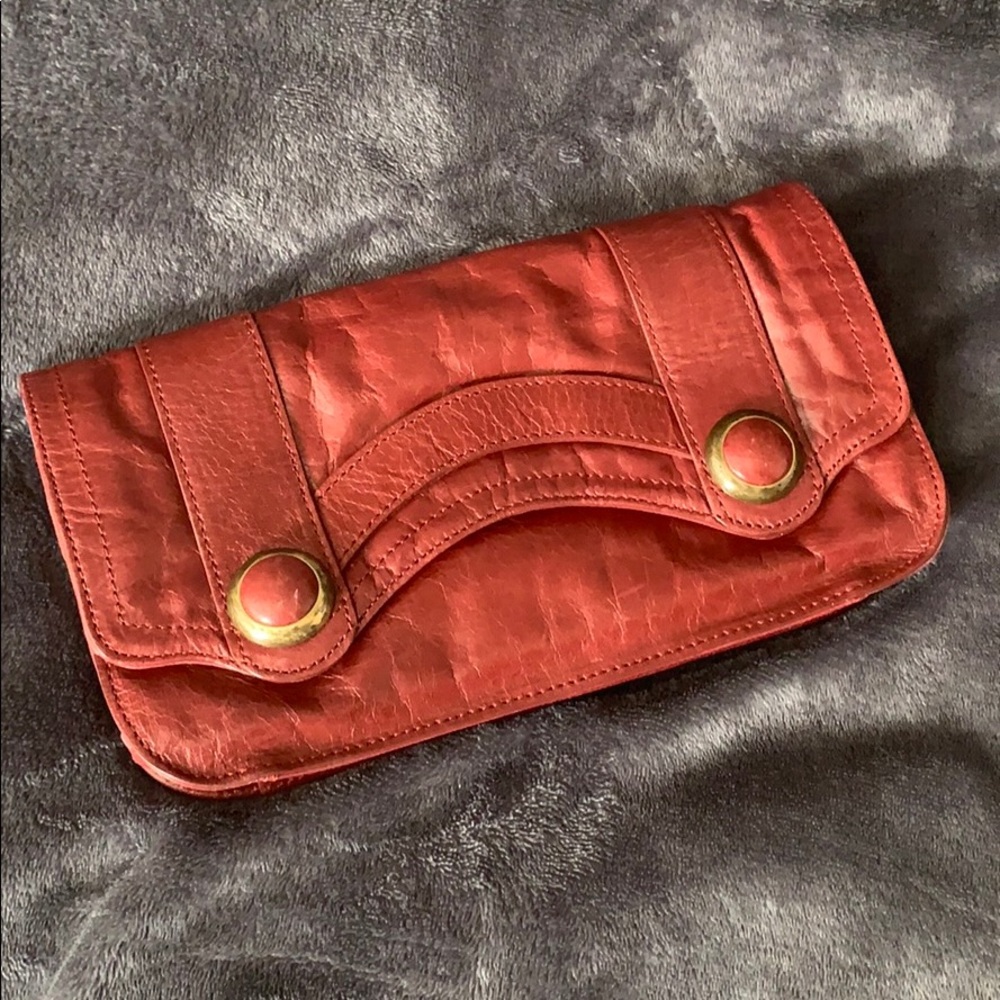 Kate Landry Burgundy Leather Clutch